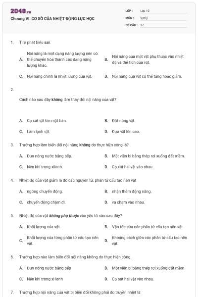 Chương VI. CƠ SỞ CỦA NHIỆT ĐỘNG LỰC HỌC