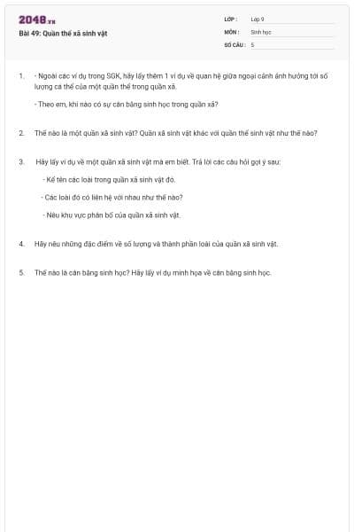 Bài 49: Quần thể xã sinh vật