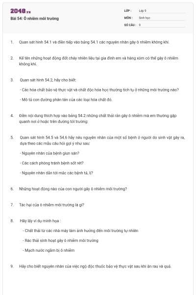 Bài 54: Ô nhiễm môi trường