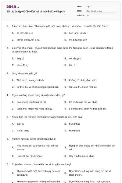 Bài tập ôn tập GDCD 9 Kết nối tri thức Bài 2 có đáp án