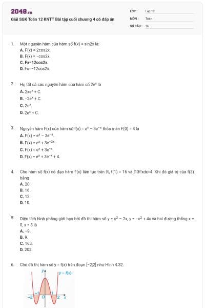 Giải SGK Toán 12 KNTT Bài tập cuối chương 4 có đáp án