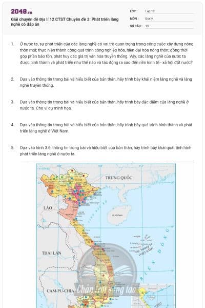 Giải chuyên đề Địa lí 12 CTST Chuyên đề 3: Phát triển làng nghề có đáp án