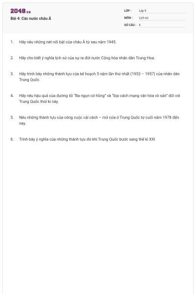 Bài 4: Các nước châu Á