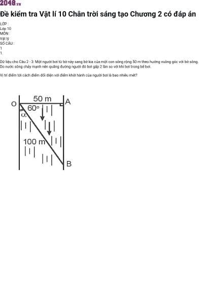 Đề kiểm tra Vật lí 10 Chân trời sáng tạo Chương 2 có đáp án