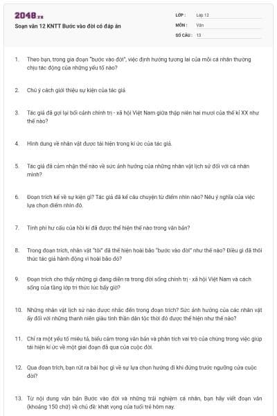 Soạn văn 12 KNTT Bước vào đời có đáp án