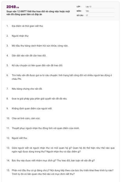 Soạn văn 12 KNTT Viết thư trao đổi về công việc hoặc một vấn đề đáng quan tâm có đáp án