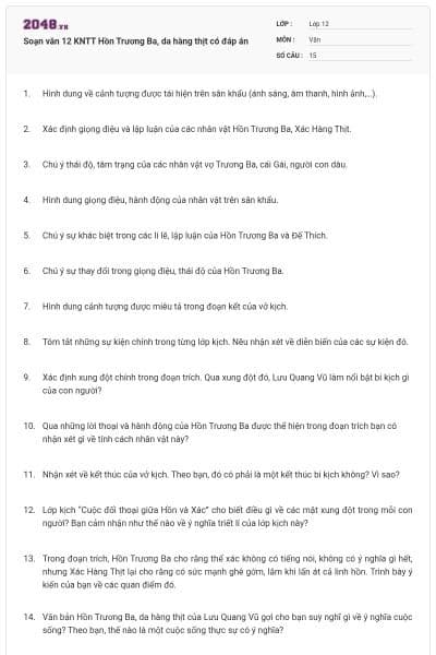 Soạn văn 12 KNTT Hồn Trương Ba, da hàng thịt có đáp án