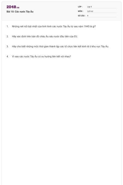 Bài 10: Các nước Tây Âu