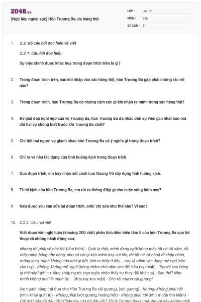 (Ngữ liệu ngoài sgk) Hồn Trương Ba, da hàng thịt