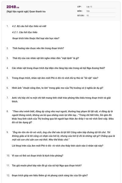 (Ngữ liệu ngoài sgk) Quan thanh tra