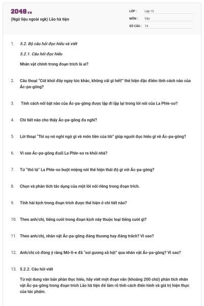 (Ngữ liệu ngoài sgk) Lão hà tiện