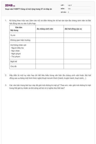 Soạn văn 9 KNTT Củng cố mở rộng trang 37 có đáp án