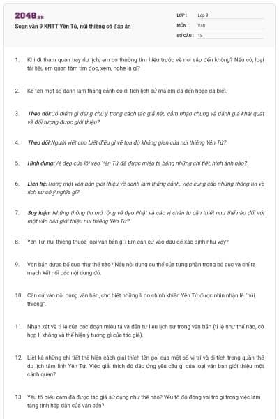 Soạn văn 9 KNTT Yên Tử, núi thiêng có đáp án