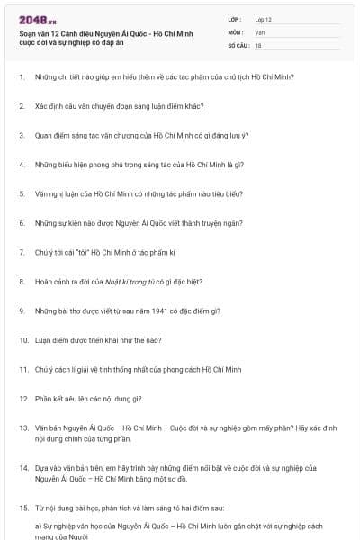 Soạn văn 12 Cánh diều Nguyễn Ái Quốc - Hồ Chí Minh cuộc đời và sự nghiệp có đáp án