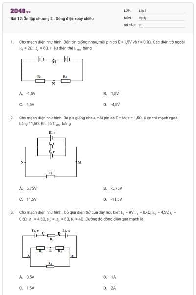 Bài 12: Ôn tập chương 2 : Dòng điện xoay chiều