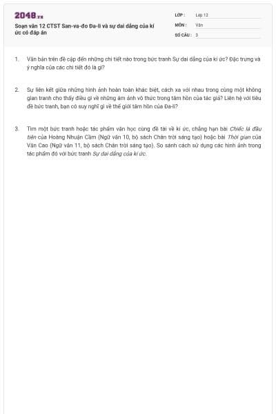 Soạn văn 12 CTST San-va-đo Đa-li và sự dai dẳng của kí ức có đáp án