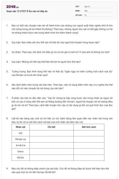 Soạn văn 12 CTST Ở Xa-van có đáp án