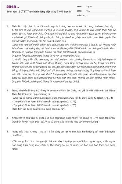 Soạn văn 12 CTST Thực hành tiếng Việt trang 73 có đáp án