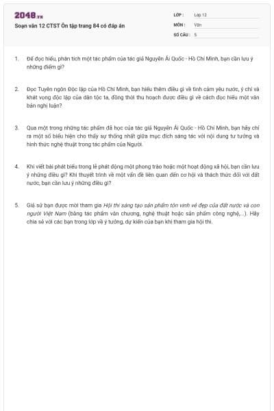 Soạn văn 12 CTST Ôn tập trang 84 có đáp án