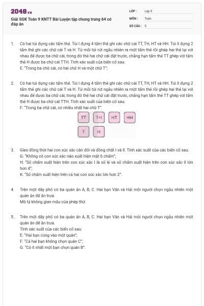 Giải SGK Toán 9 KNTT Bài Luyện tập chung trang 64 có đáp án