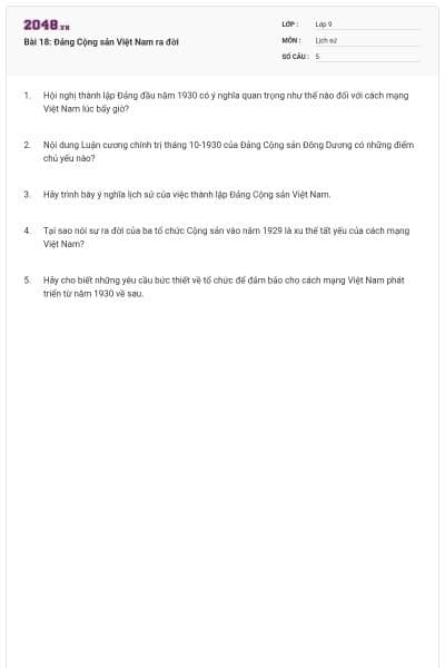 Bài 18: Đảng Cộng sản Việt Nam ra đời