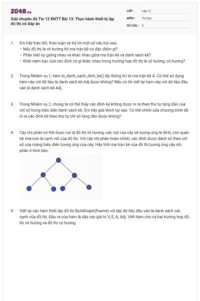 Giải chuyên đề Tin 12 KNTT Bài 13: Thực hành thiết bị lập đồ thị có đáp án