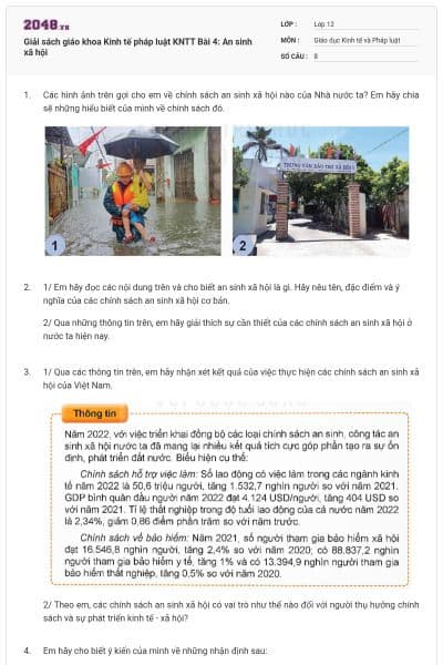 Giải sách giáo khoa Kinh tế pháp luật KNTT Bài 4: An sinh xã hội