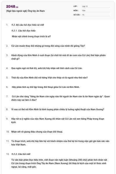 (Ngữ liệu ngoài sgk) Ông tây An Nam