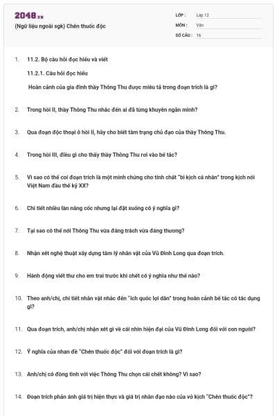 (Ngữ liệu ngoài sgk) Chén thuốc độc