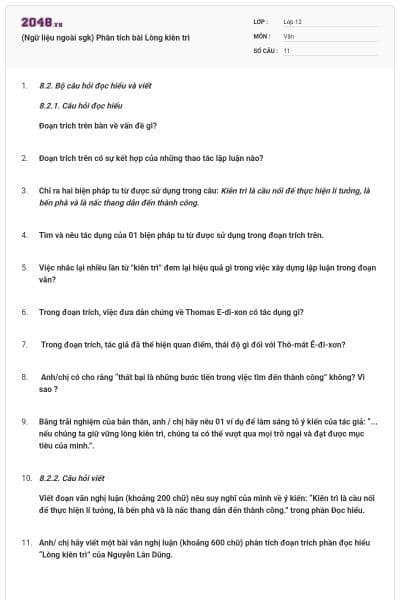 (Ngữ liệu ngoài sgk) Phân tích bài Lòng kiên trì