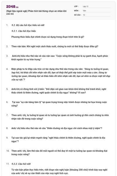 (Ngữ liệu ngoài sgk) Phân tích bài Đừng chọn an nhàn khi còn trẻ