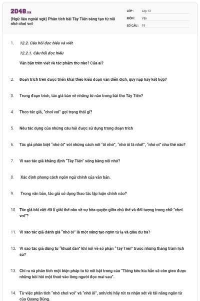 (Ngữ liệu ngoài sgk) Phân tích bài Tây Tiến sáng tạo từ nỗi nhớ chơi vơi