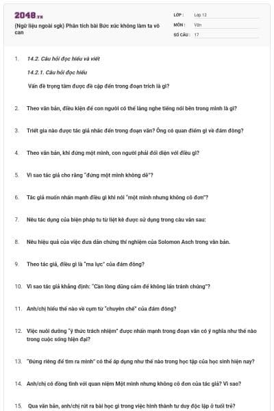 (Ngữ liệu ngoài sgk) Phân tích bài Bức xúc không làm ta vô can