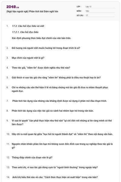 (Ngữ liệu ngoài sgk) Phân tích bài Dám nghĩ lớn