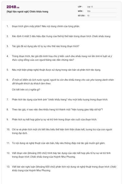 (Ngữ liệu ngoài sgk) Chiếc khẩu trang