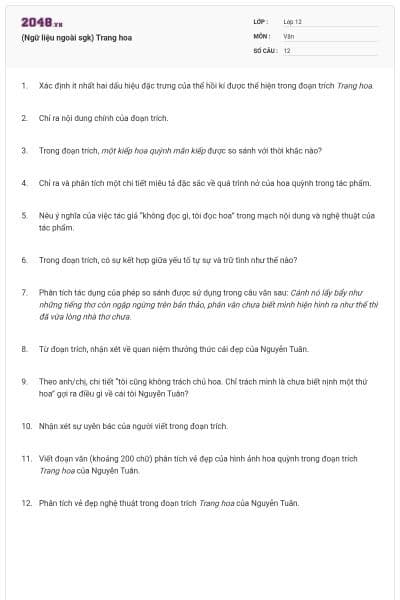 (Ngữ liệu ngoài sgk) Trang hoa