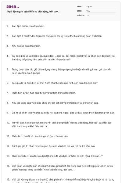 (Ngữ liệu ngoài sgk) Nhìn ra biển rộng, trời cao…