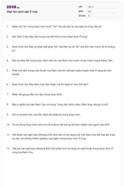 (Ngữ liệu ngoài sgk) Ở rừng