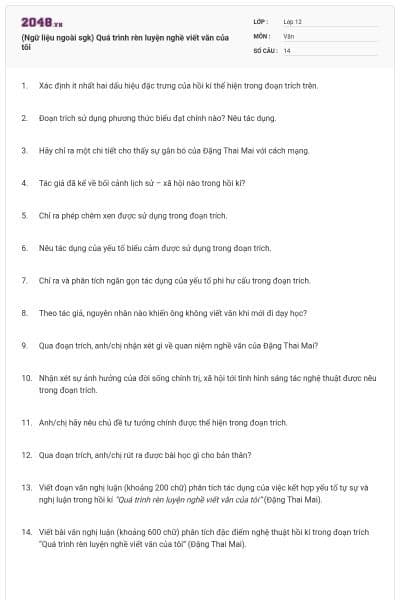 (Ngữ liệu ngoài sgk) Quá trình rèn luyện nghề viết văn của tôi