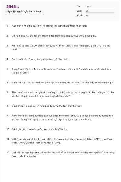 (Ngữ liệu ngoài sgk) Sử thi buồn