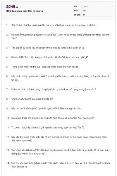 (Ngữ liệu ngoài sgk) Một tiệc ăn vạ