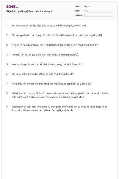 (Ngữ liệu ngoài sgk) Gánh mùa thu vào phố