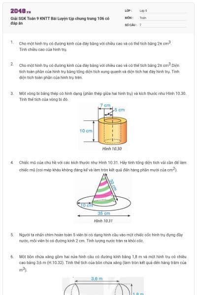 Giải SGK Toán 9 KNTT Bài Luyện tập chung trang 106 có đáp án