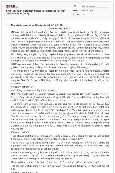 Đề thi thử đánh giá tư duy Đại học Bách khoa Hà Nội năm 2024 có đáp án (Đề 6)