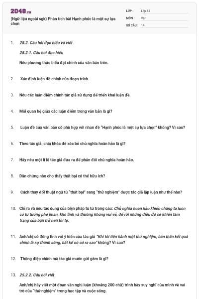 (Ngữ liệu ngoài sgk) Phân tích bài Hạnh phúc là một sự lựa chọn