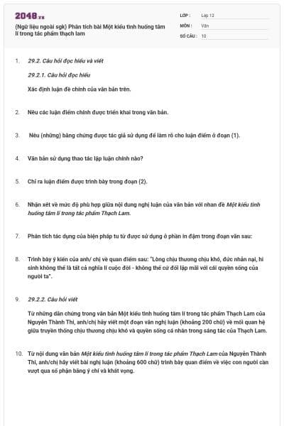 (Ngữ liệu ngoài sgk) Phân tích bài Một kiểu tình huống tâm lí trong tác phẩm thạch lam