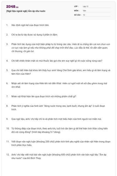 (Ngữ liệu ngoài sgk) Ấm áp như nước