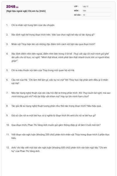 (Ngữ liệu ngoài sgk) Chị em họ (trích)