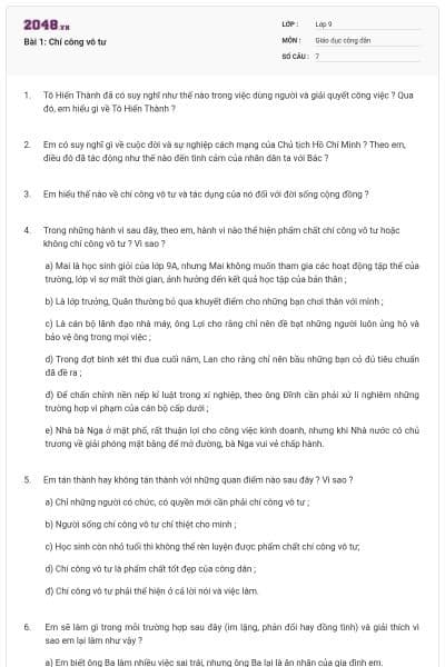 Bài 1: Chí công vô tư