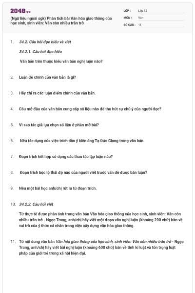 (Ngữ liệu ngoài sgk) Phân tích bài Văn hóa giao thông của học sinh, sinh viên: Vẫn còn nhiều trăn trở